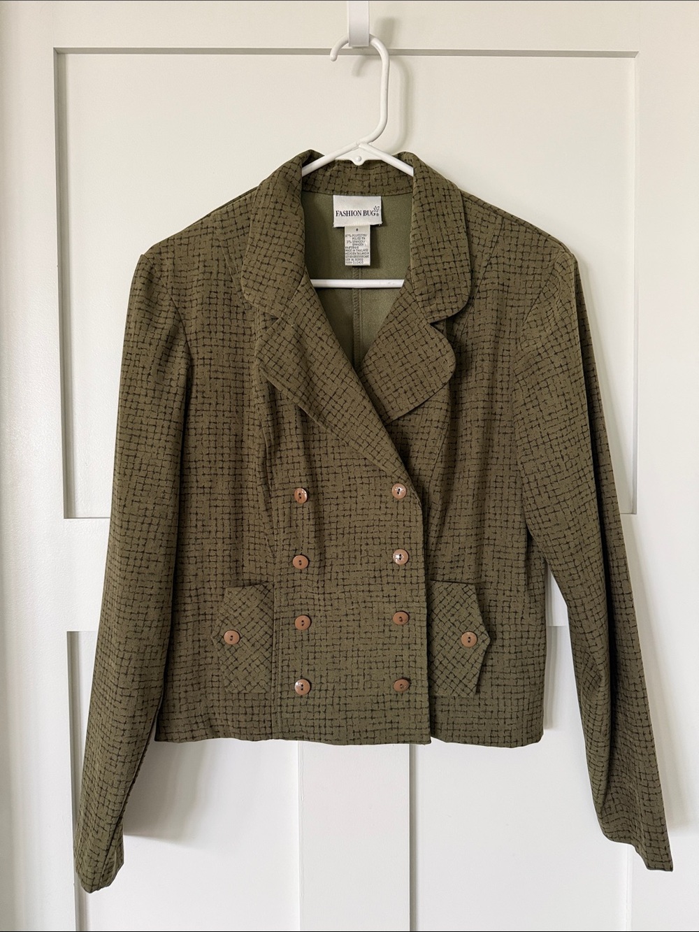 Fashion Bug Olive Textured Double-Breasted Blazer